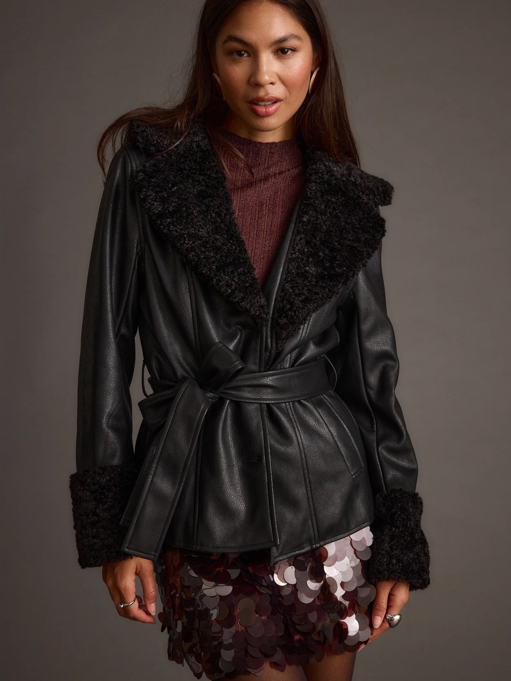 12th Tribe Black Belted Coat